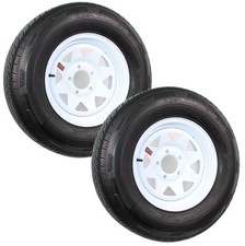 2-pack Radial Trailer Tire On Rim St20575r14 Lrd 14 5 Lug Spoke Wheel White