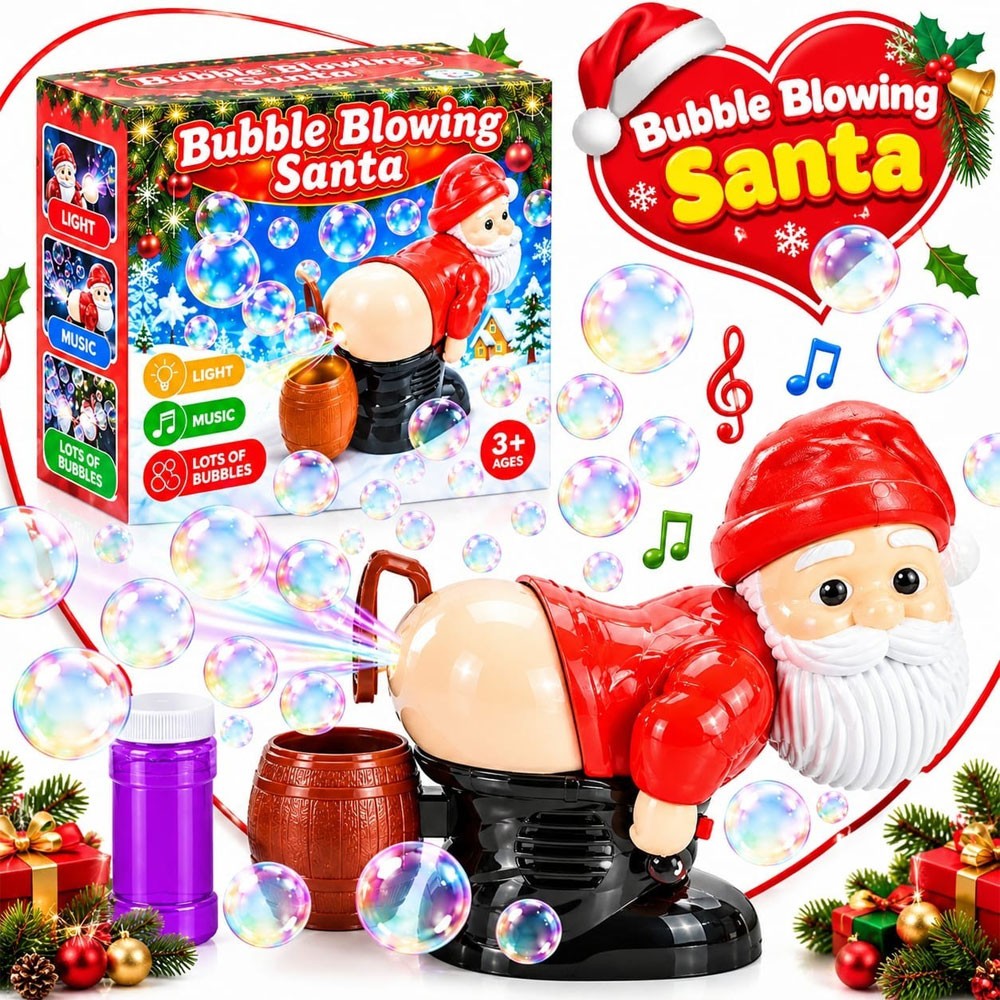 Santa Claus Bubble Maker Toy Funny Automatic Fart Bubble Machine w/ Light Music