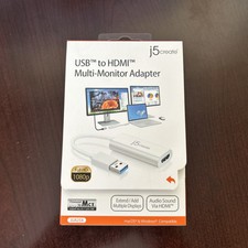 J5create USB to HDMI Multi-Monitor Adapter Full HD 1080P USB Male to HDMI Female