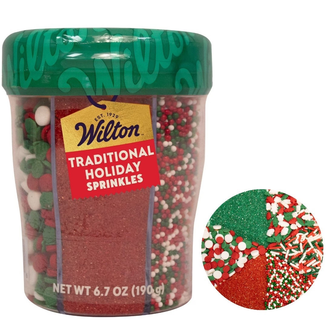 Wilton Christmas Sprinkles Edible Sprinkle Mix Assorted 6.4 oz. 6-Cell Container