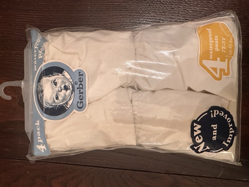 Gerber Waterproof Vinyl Diaper Cover Pants, White 4 Pack Size 4 (27-31 lb)
