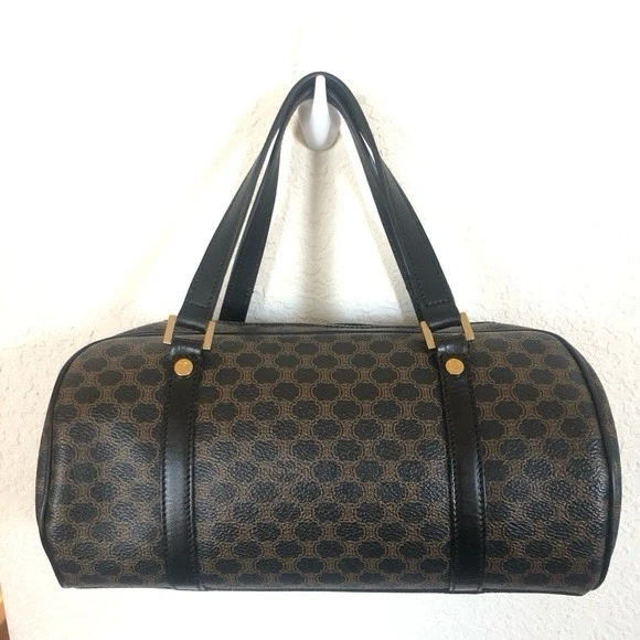 Bolso de Mano CELINE Auténtico Macadam Vintage Mini Boston Marrón/Negro Monograma Foto 2 de 4