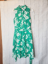 J. CREW Green & White Sleevesless Shirt Dress 6