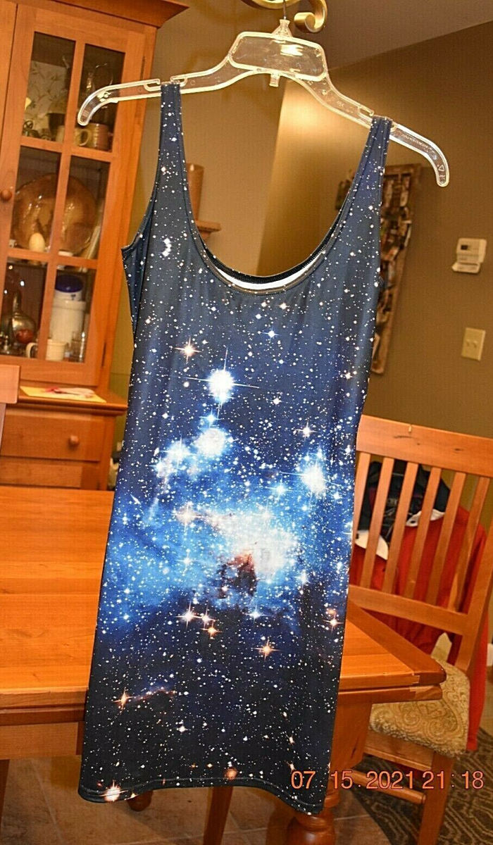 Women M BlackMilk Clothing Museum Purple Galaxy Dress Body Con Mini/party/summer