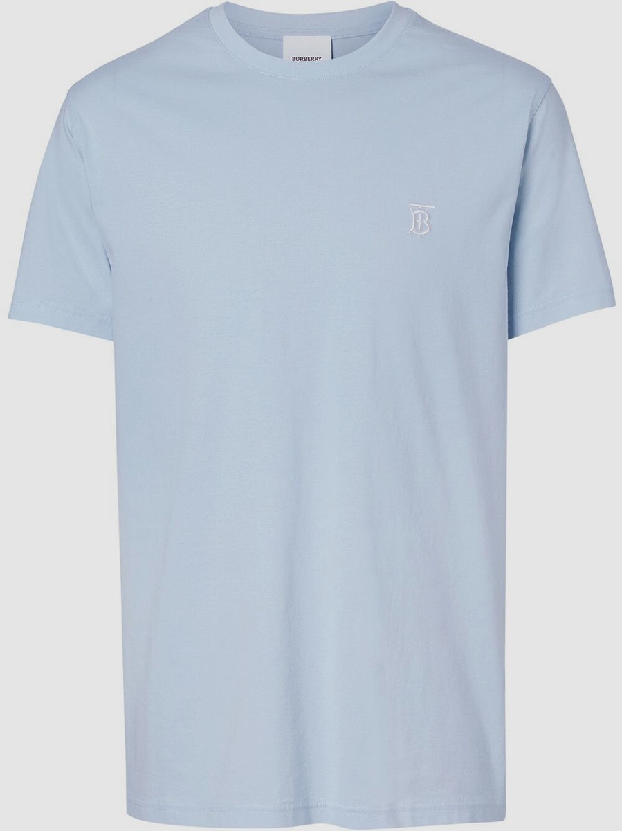 BURBERRY| (Logo Embroidered Short-Sleeved T-shirt (8084 $330 Burberry Mens Blue Short Sleeves Embroidered Logo