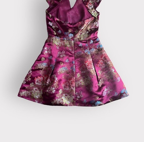GLAMOROUS Wine Asian Inspired Brocade Dress - Picture 5 of 6