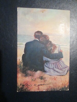 Humor Romantik Postkarte ''Zu beschäftigt zum Schreiben'' 1907 verschickt Biesen