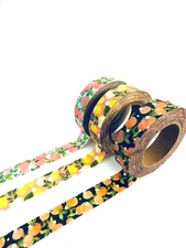 3 Rolls Summer Fruit Washi Tape Decorative Planner Papercraft Lemon Peach Orange