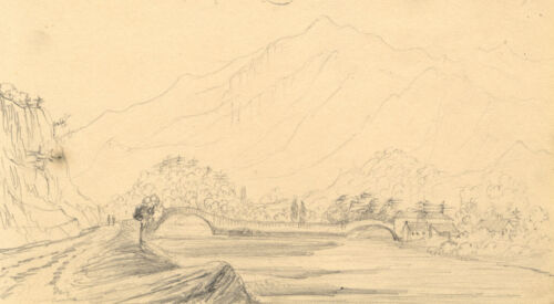 Alfred Swaine Taylor, Grange & Castle Crag Borrowdale Lake District 1833 drawing - Picture 1 of 4