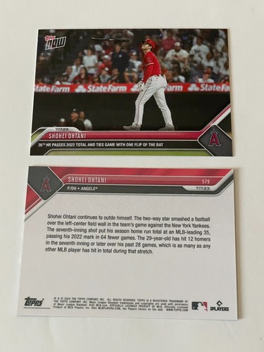 2023 Topps Now 579 Angels SHOHEI OHTANI Home Run Mid-Air Bat Flip 13,449 PR 7/17