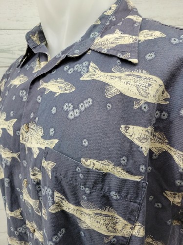 Faded Pendleton Men's Fish Pattern Cotton Short Sleeve Button-Up Shirt SZ Large - Picture 3 of 8