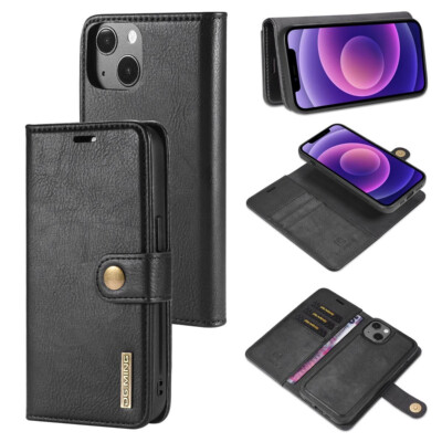 Black DG.Ming Multi Card Wallet Detachable Magnetic Case For iPhone 13 Mini