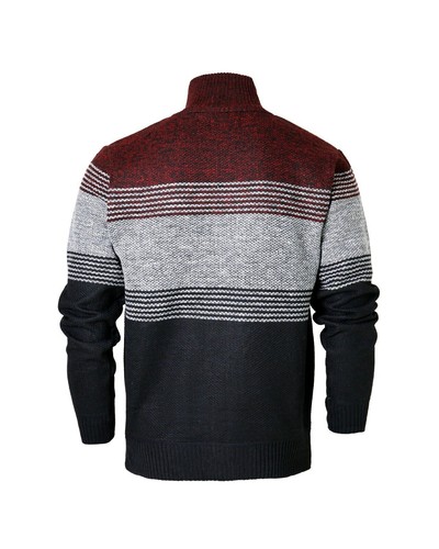 Mens Zip Up Cardigan Lined Design Funnel Neck Jumper Knitted Sweater (2370311) - Picture 11 of 18
