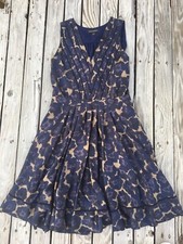Banana Republic Navy Fit Flare Lined Sleeveless V-Neck Midi Blue dress Size 12