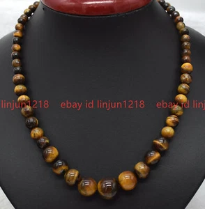 Naturel 6-14mm Collier de perles rondes de l'œil de Tigre jaune 16-24''