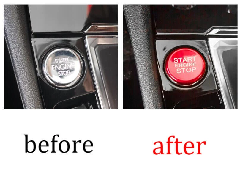 Pegatina de anillo interruptor de arranque con un solo clic rojo brillante para Volkswagen Beetle 2009-2021 Foto 3 de 4