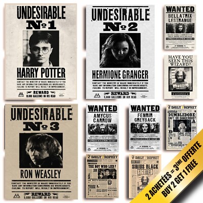 Harry Potter Wanted Plakat Set Hermine Ron Weasley Dumbledore Bellatrix A4/A3