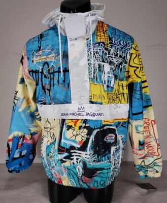 Jean Michel Basquiat Mens Medium Members Only Anorak Windbreaker Hooded Jacket