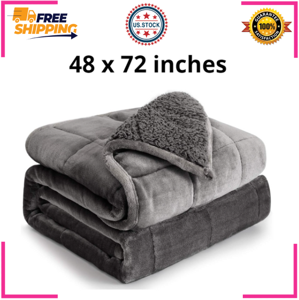 Fleece Weighted Blanket 15 Lbs for Adult, Flannel Cozy Plush Bed Blankets, Fuzzy-image