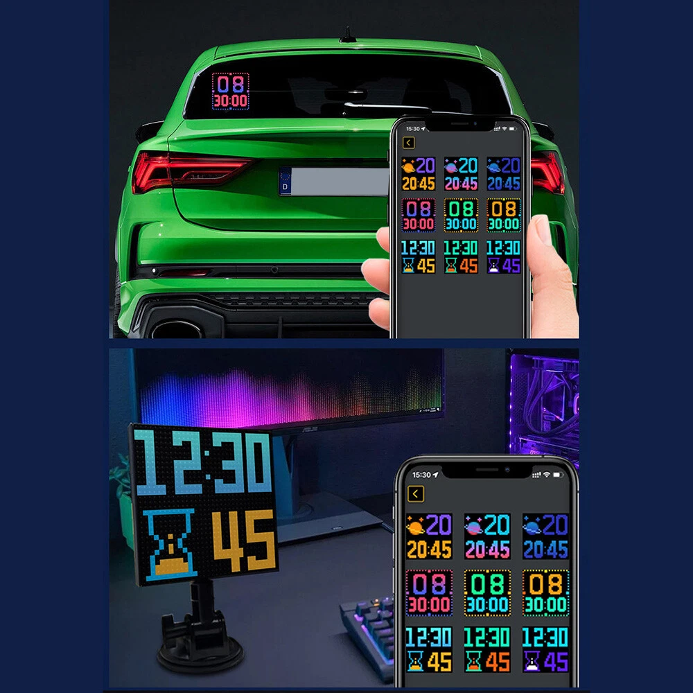 Car Rear Window LED Light Sign Display Bluetooth APP Control Battery Powered USA