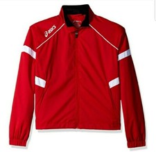 Asics Unisex Child Jacket Junior Sz Youth Large Red Zip Up Side Pocket Collared