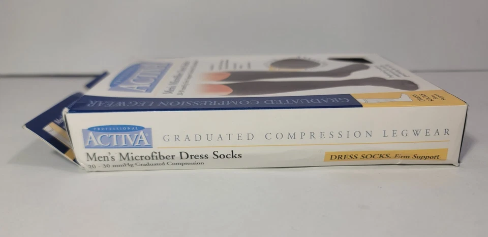 Calcetines de vestir firmes hasta la rodilla de microfibra Activa para hombre-negros a rayas XL 20-30 mmHg Foto 3 de 4