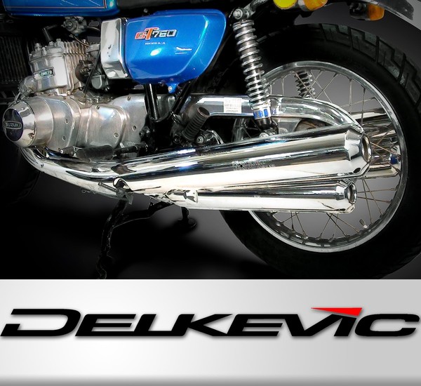 Suzuki GT750 1975-1977 Delkevic Full Chrome Exhaust System Restore your GT Today