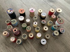 Vintage Coats  Clark  s, Corticelli, Star, Wood Spools of Thread Lot of 35