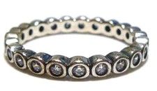 WOMENS STACKABLE STACKING STERLING SILVER  CZ ETERNITY RING BAND SIZE 6.25