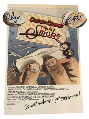 CHEECH AND CHONG SIGNED AUTO UP IN SMOKE FULL SIZE MOVIE POSTER