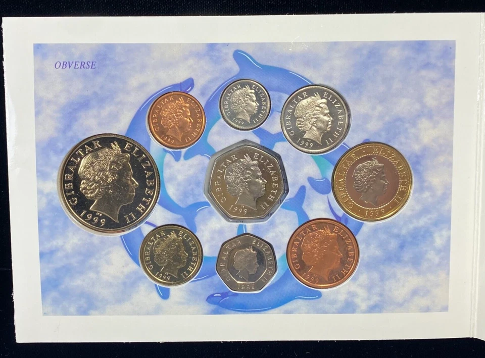 1999 GILBRALTAR POBJOY MINT BRILLIANT UNCIRCULATED 9 COIN MINT SET RARE LOW RUN - Image 4 of 4