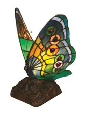 Tiffany Style Butterfly Accent Table Lamp Night Light 10" Tall Stained Glass