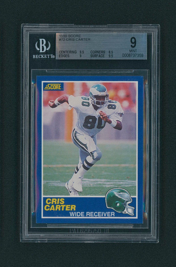 1989 Score Cris Carter ROOKIE CARD RC #72 BGS 9 (subgrade 9.5, 9.5 9) VIKINGS
