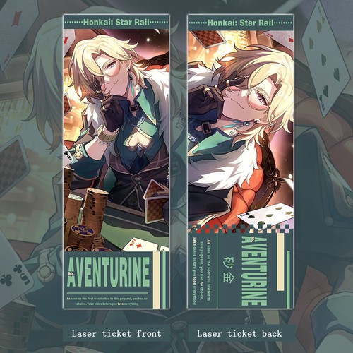 6PCS Game Honkai Star Rail Aventurine Keychain Card Postcard Laser Ticket Badge - Picture 8 of 19