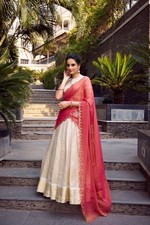Golden Zari Lehenga Choli with Pink Dupatta Indian Bridal Designer Wedding