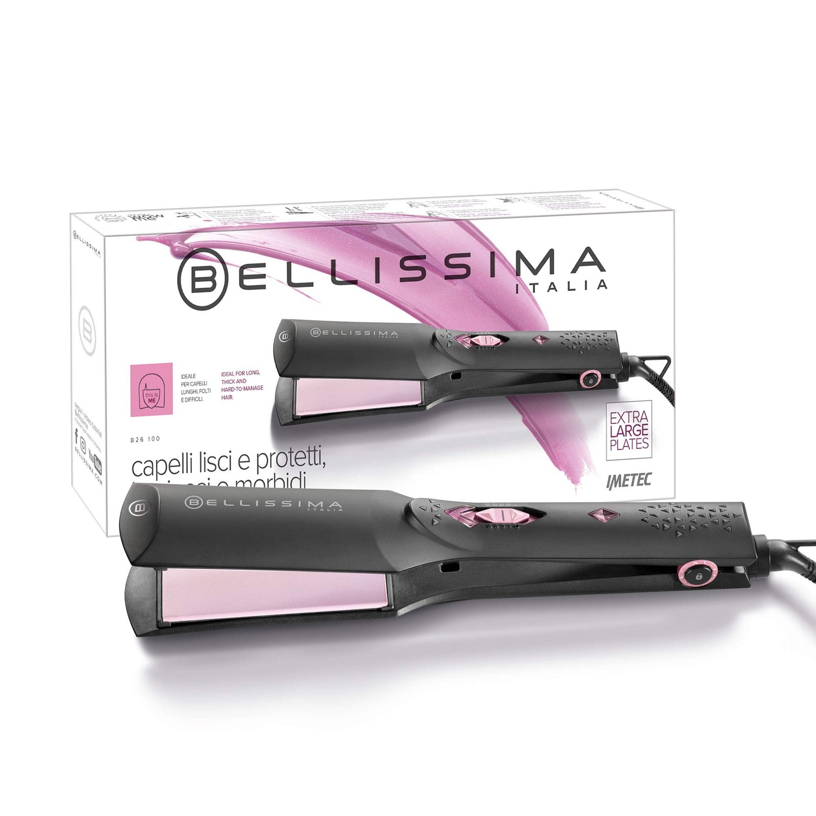 Bellissima Imetec B26 100 Piastra Extra Large per Capelli Folti e Difficili