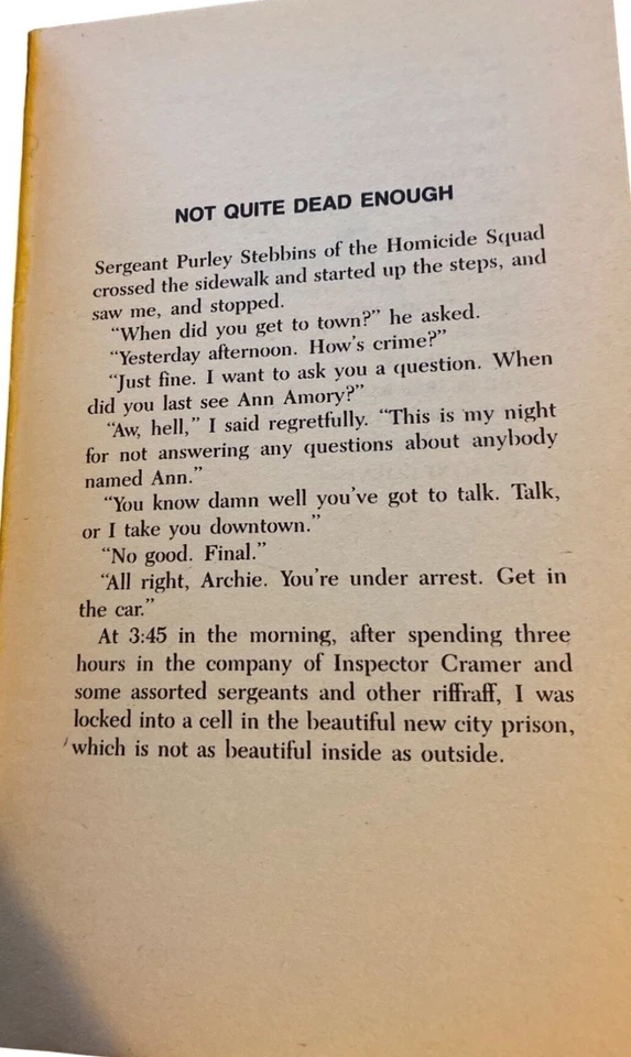 Nero Wolfe Mystery Paperback "Not Quite Dead Enough" By Rex Stout Bantam... - Image 3 of 4