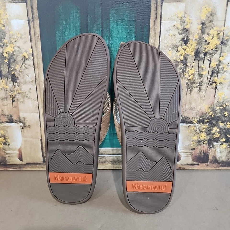 Sandalias chanclas de cuero Margaritaville para hombre talla 11 Jimmy Buffett  Foto 4 de 4