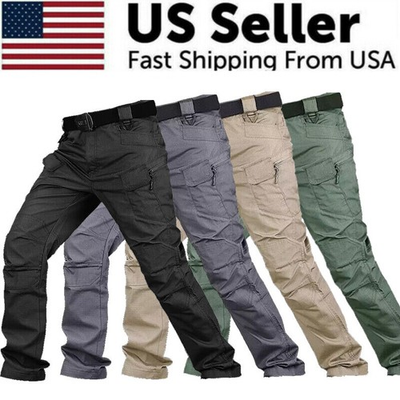 #ad Mens Cargo Pants Tactical Waterproof Work Trousers Outdoor Hiking Combat Pants $18.58