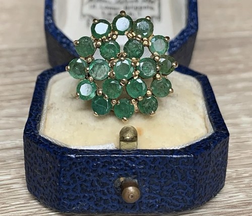 9ct gold emerald cluster ring