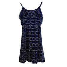 Gap Women Blue Diamond Print Ruffle Strap Dress Small