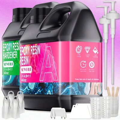 80 Oz Epoxy Resin AB Adhesive Kit High Transparency, Self-Defoaming, Anti-Yellow