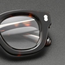 Rivet Thick Round Tortoiseshell Acetate Eyeglass Frame Vintage Oversized Glasses