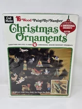 VTG 1972 Craft Master 16 Wood Paint-by-Number Christmas Ornaments #48500 - NEW