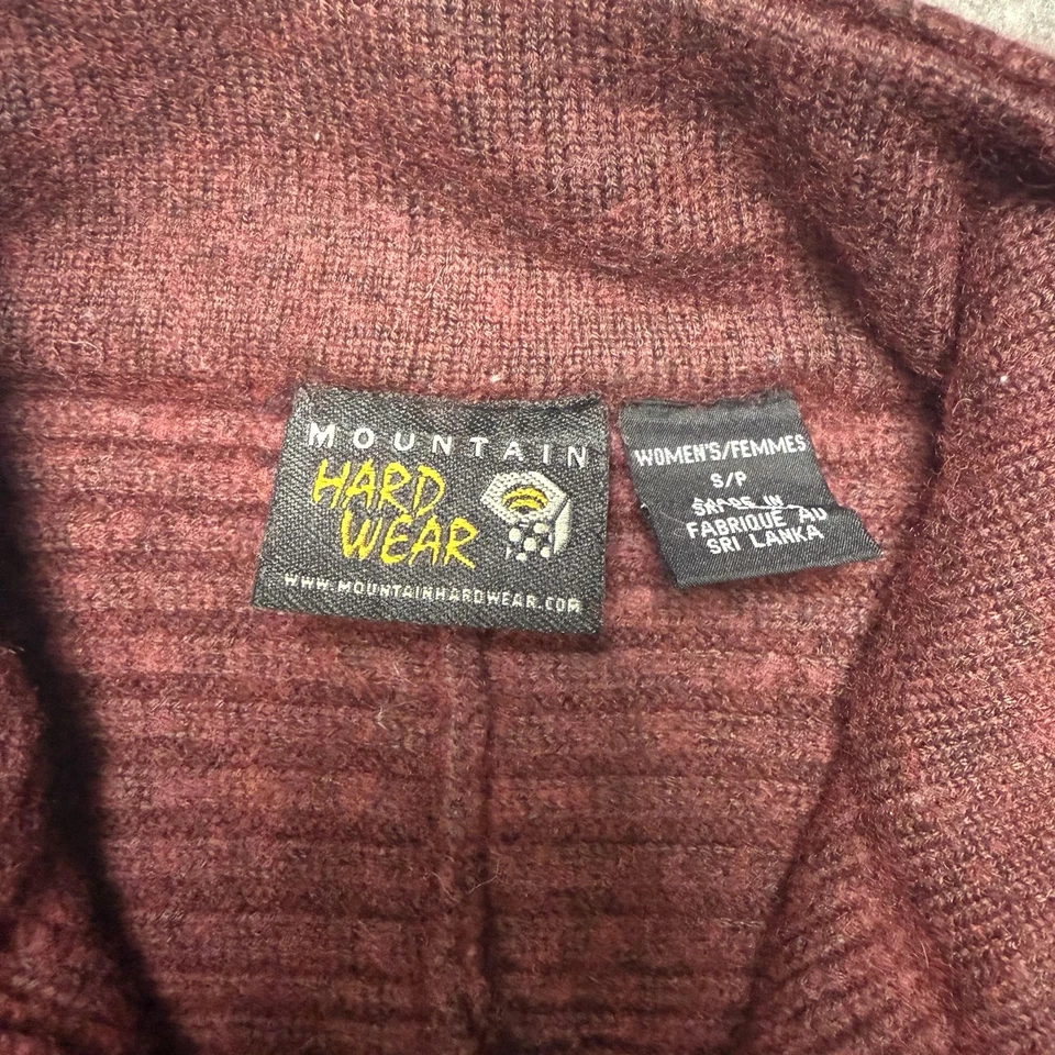 Suéter Mountain Hardwear Para Mujer Pequeño Borgoña Lana Merino Cremallera Completa Tejido Acanalado Foto 4 de 4