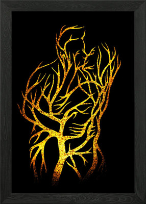 Golden Tree Silhouette einer Person gerahmtes Wandbild Poster Leinwanddruck Bild