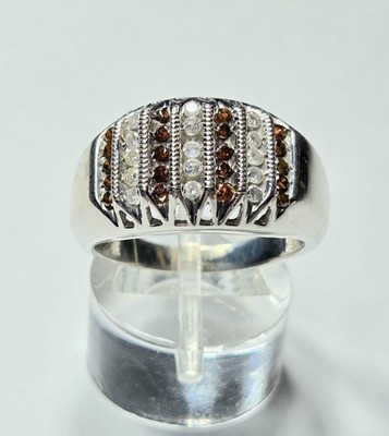  SCHÖNER 10K MASSIVER WEISSGOLD RING MEHRFARBIG 1/2 KARAT DIAMANT GR. 8 (4 G) 