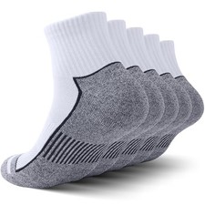 Ankle Socks for Men with Cushion 5 Pack Men's Athletic Cushioned 9-12 White