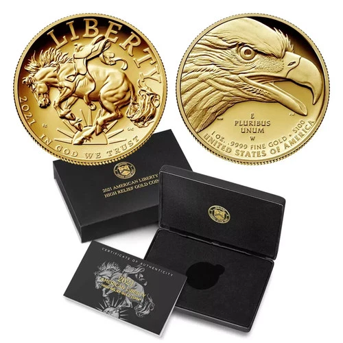 US Mint 2021-W AMERICAN LIBERTY  COA/OGP  High-Relief $100 GOLD PROOF  1 OZ .999