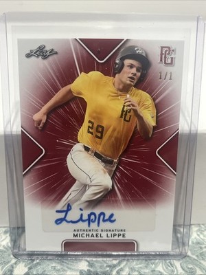 2021 LEAF PERFECT GAME NATIONAL SHOWCASE BLANK BACK RED MICHAEL LIPPE AUTO 1/1